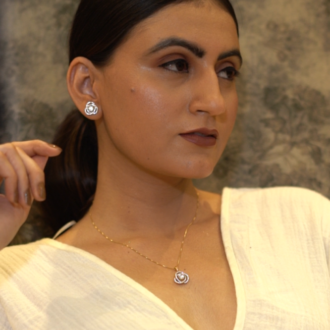 18k Fauzia Solitaire Pendant Set